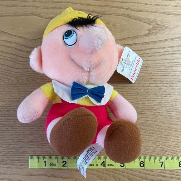 Vintage Disney Pinocchio Plush Stuffed Animal 8” Walt Disney Productions w Tags - Picture 10 of 10